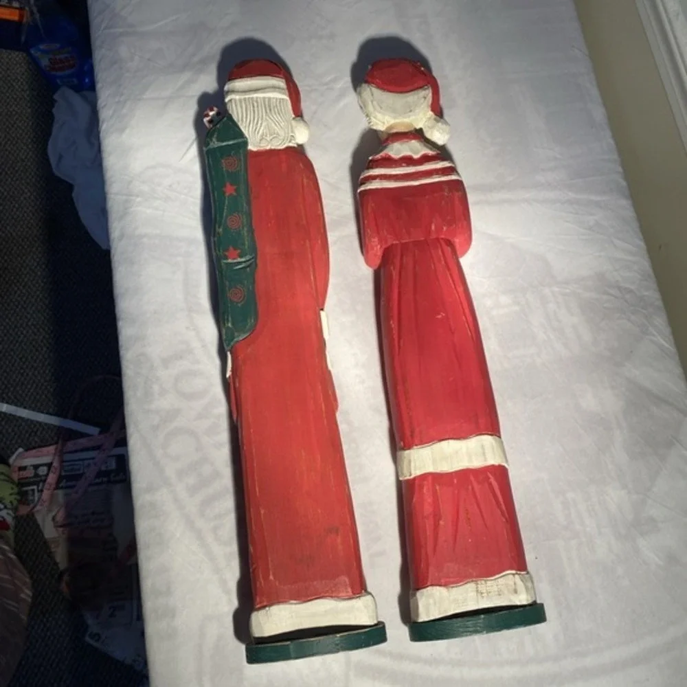 Mr & Mrs Claus 20‎ In Wooden Statues Pier One 3702